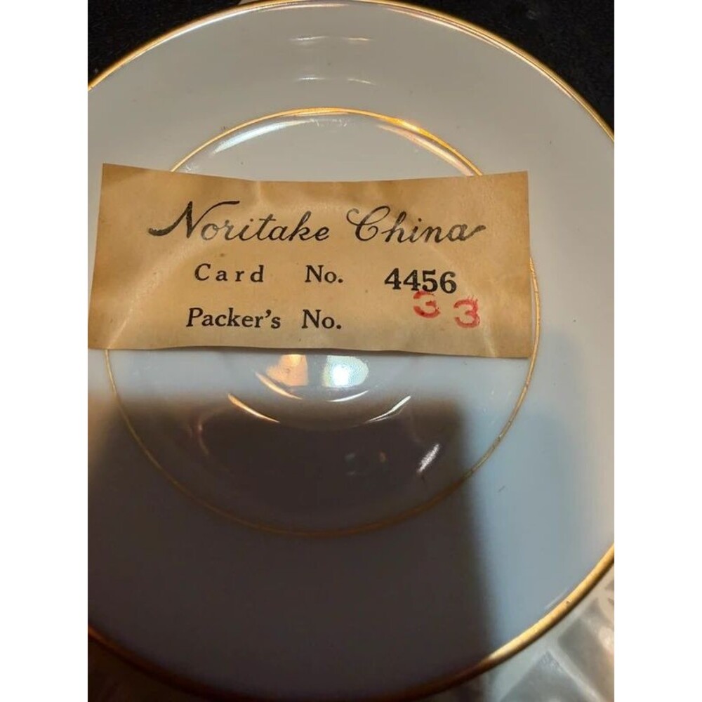 Vintage Noritake White & Gold Coffee Cup Set - 12pc with Box & Cloth